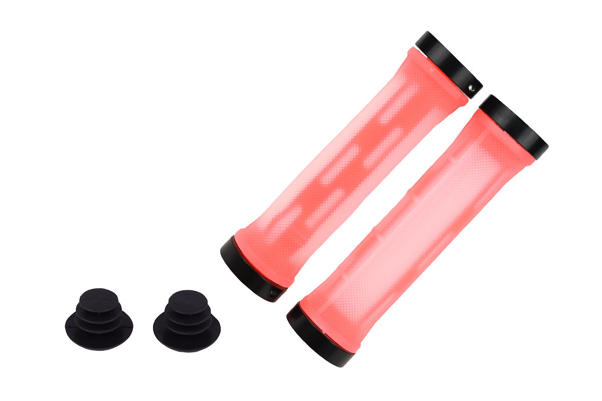 Грипсы MTB HL-G309, 130мм, с 2 грипстопами, под шестигранник, оранжевые